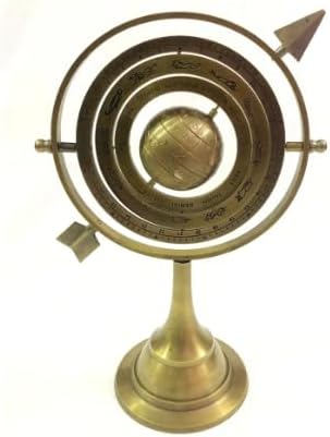 Nautical Brass Globe 10 Inch Handmade Engraved Armillary Sphere With Arrow Globe For Home Office And Collectible Item