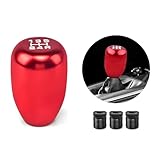 Wevdn Car Gear Shift Knobs, Automotive 5 Speed Manual Transmission Stick Shift Knob, Universal Aluminium Car Stick Shift Handle Fit Most Manual Cars Trucks SUVs, Car Accessories (Red)