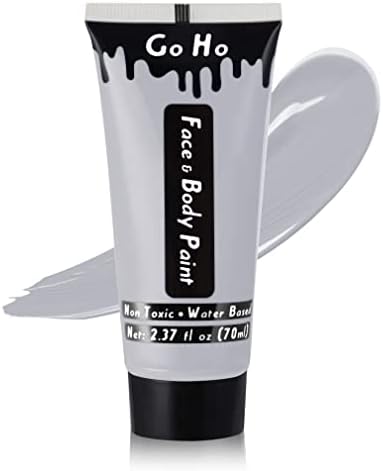 Go Ho Light Gray Body Paint Washable (2.37 oz,70 ml),Water Based Gray Cream Face Paint for Adults Children SFX Cosplay Costumes Festivals Halloween