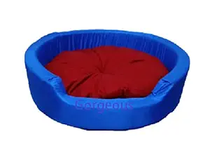 Gorgeous Reversable Blue red Color Round Shape Ultra Soft Ethnic Designer Bed for Dog/Cat (Export Quality) Size-Large