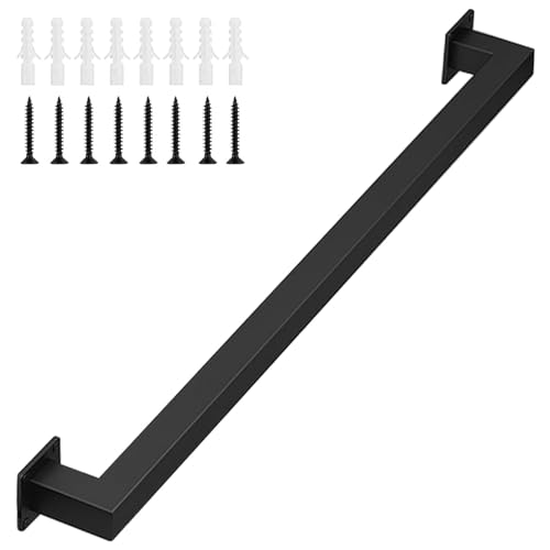 Gorssen 30cm Handlauf für Treppen Innen Aussen Haltegriffe Rohrförmiges Handfußgeländer Sicherheitsgeländer Türgriff Treppengeländer Halter mit Halterungen - Komplettset - Schwarz