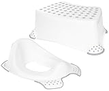Babycurls Little Journey Toilet Training Kids Non Slip Up Step Stool + Toilet Training Seat Combo Unisex White For Safe Toddler Loo Potty Training in The Bathroom And Home