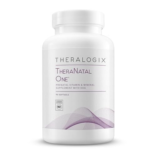 Theralogix TheraNatal One Prenatal Vitamin - 90-Day Supply - Prenatal Multivitamin with DHA Vitamin D3 Methylated Folate Iron & More to Support a Healthy Pregnancy* - NSF Certified - 90 Softgels