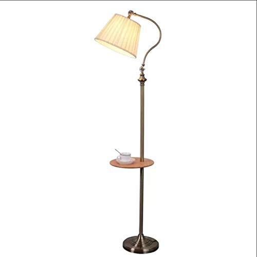 Preisvergleich Produktbild 63''American Stehlampe Lagerung Couchtisch Tischlampe Integrierte Plissee Einstellbare Standard-Lampe mit Tray Plug-in-Fußschalter (Color : Bronze)