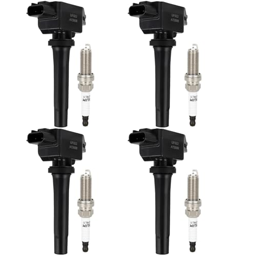 ECCPP 4 ignition coils with 4 iridium Spark Plugs,UF822,coils packs,for Toyota Yaris 2019,Yaris iA 2017-2018 & Scion iA 2016,1.5L 90118-WB460,UF-822