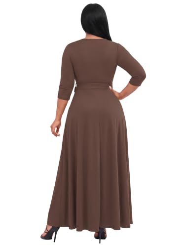 Image of FANDEE Plus Size Maxi Dress for Women Casual Summer Sundress V-Neck 3 /4 Sleeve