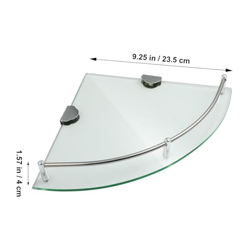 Étagère d'angle en verre et inox (2 pcs) - Support de douche mural robuste - 4