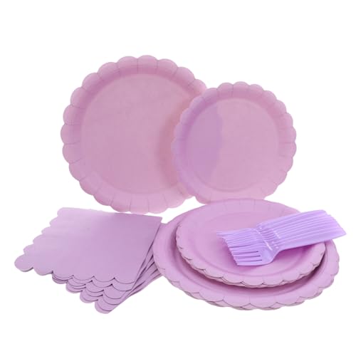 EPIGEIST 使い捨てシンプル紙皿 紙皿 紙ナプキン フォーク付き パーティー用デザート用食器 家用キャンプや誕生日 結婚式に対応