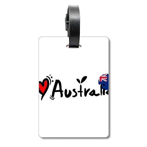 Étiquette de valise I Love Australia avec drapeau du monde pour bagages
