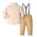 JELEUON 2 Pcs Toddler Baby Boy Gentleman Wedding Outfits Long Sleeve Shirt with Bowtie Suspenders Clothing Sets