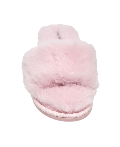 Nine West Women’s Criss-Cross Faux Fur Slide Slippers – Cozy Open-Toe Indoor Slides in Bold Colors4