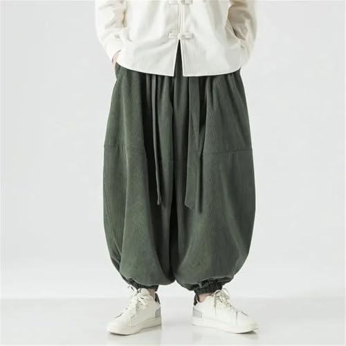 Zadaos Mens Oversized Corduroy Wide Leg Trousers Streetwear Harem Pants Elastic Waist Loose Pants2