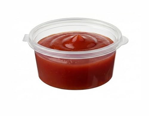Packaging Mania Ltd 1oz (30ml) Sauce Pots with Lids 100 Pack Clear Plastic Portion Cups Leakproof Condiment & Dip Containers Disposable Takeaway Catering Pots