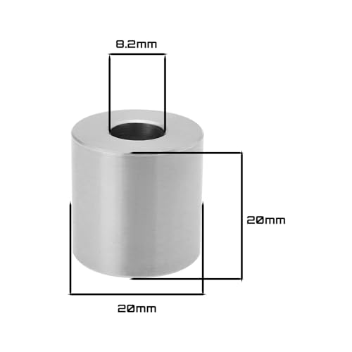 OTOTEC Abstandshülse aus 304 Edelstahl, M8, Gewindebohrung, Innendurchmesser x Außendurchmesser 8,2 x 20 mm, Höhe 20 mm, für mechanische Elektrogeräte, Metallgeräte, 8 Stück