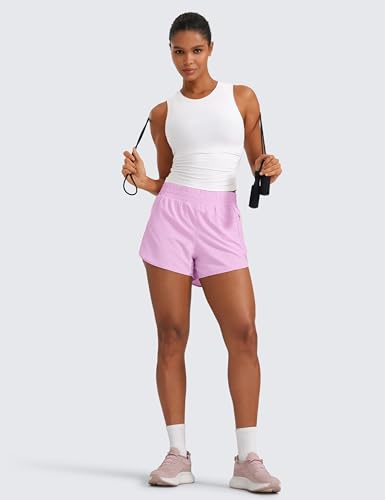 Image of CRZ YOGA Dolphin Athletic Shorts 3 inch | High Waisted, Mesh Liner, Quick Dry, Lightweight, A Zip Pocket, for Women