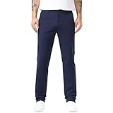 Plaid&Plain Men's Slim Fit Khaki Pants Men's Tapered Chino Pants 8801 (Navy Blue 36X32)