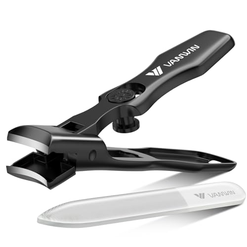 German Nail Clippers for Men Thick Nails VANWIN Toenail Clippers for Seniors Large Wide Jaw Opening Heavy Duty No Splash Fingernail Clipper with Safety Lock Nail Clippers with Catcher for Women