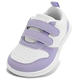 STQ Boys Girls Trainers Toddler Wide Toe Box Barefoot Shoes School First Walking Baby Infant Lightweight for Football Kid Running Child with Non-Slip Soft Tennis Prewalker Sneakers Mint Purple Size 7