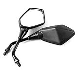 lateral 2 Unids/par Espejo De Motocicleta Scooter E-Bike Espejos Retrovisores Electrombile Espejo Convexo Lateral Trasero 8mm 10mm Fibra De Carbono(Black+10mm)