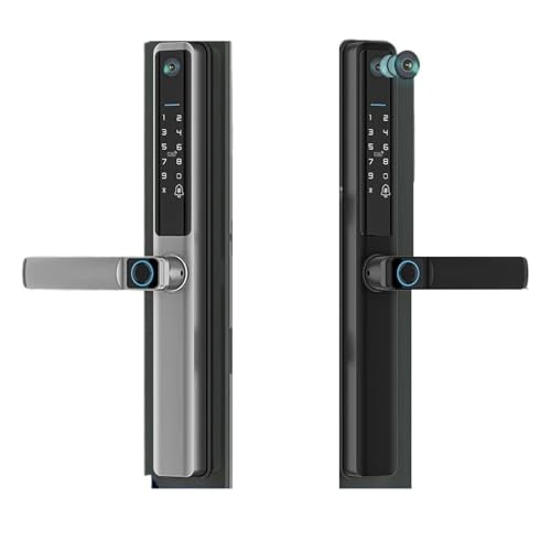 Waterproof Camera Outdoor Fingerprint TUYA WIFI APP RFID Card Code Keyless Smart Electronic Door Lock Aluminum/Glass Sliding(358