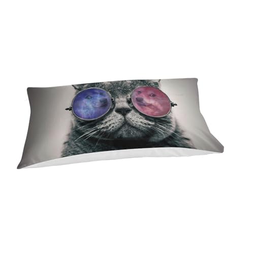 Funda nórdica de gato con gafas de sol para cama individual de 135x200 cm 6