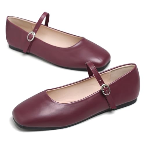 Image of LUXINYU Women's Slip on Flats,Classy Round Toe Solid Classic Mary Jane Ballet Dance Shoes Soft Comfortable PU Flat Shoes
