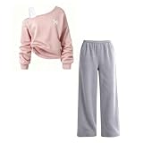 Jogginganzug für Mädchen Y2K Off Shoulder Sweatshirt Set (11-12 Years)