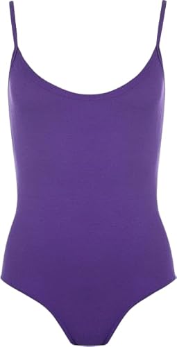 Gostyles Women's Purple Gostyles® Sleeveless Strappy Cami Bodysuit Leotard Plain Stretch Sexy Tank Top (, 20-22)