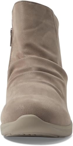 Skechers Skechers Women's ARYA - FRESHER TRICK Side Zip Ruched Bootie, Taupe, 8.5M