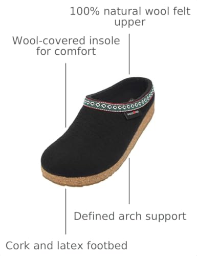 Image of HAFLINGER Women's GZ Classic Grizzly Slipper, Black, 13-13.5