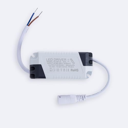 LEDKIA LIGHTING   Driver LED Universal | Entrada 90 265V Salida 39 65V 300mA 18W | Multi tensión y Eficiencia | Para Paneles y Plafones, Multicolor, 22x88x38 mm, Textura