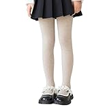 [QINTIAN] キッズタイツ 女の子 踏みレギンス ガールズ タイツ 子供 パンスト おしゃれ 可愛い 赤ちゃ んタイツ 美脚 秋冬 冬物 保温 防寒 通学 5色選べる コットン (JP, アルファベット, 2XL, カーキ（ストッキング）)