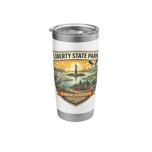 Liberty State Park New Jersey Ellis Island Novelty Souvenir Stainless Steel Insulated Tumbler
