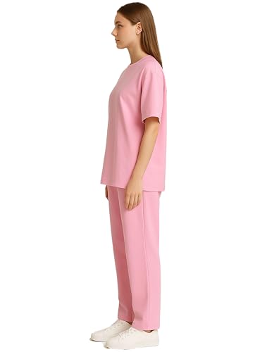 Image of My Swag Womens 2 Piece Outfits Co Ords Set Casual Half Sleeves Round Neck T-Shirts & Pants Pajama Set Cods Set for Women & Girls