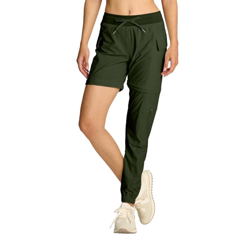 smawell Womens Hiking Pants Quick Dry Cargo Scrub Pants Women Joggers with Pockets Petite Army Green XL