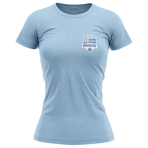 Uruguay Badge Soccer Jersey Football Shirt for Women Americas Football Team Tee Uruguayan Soccer Apparel Light Blue