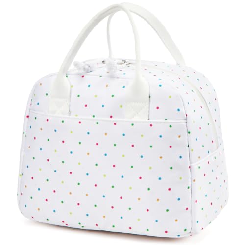 LOVELYWIND Lunch Box for Women, Insulated Lunch Bag, Colorful Polka Dot 9L