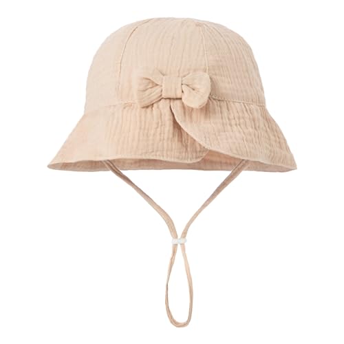 Generisch Sombrero para el sol de algodón para bebé, de color liso, para el sol, para el verano, para mujer, plegable, de 0 a 12 meses, caqui, Talla única