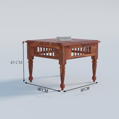 Image of Jangid Handicraft Solid Wood Coffee Table for Living Room | Wooden Center Table | Square Coffee Table | Tea Table for Sofa | Modern Sofa Table for Hall | Sheesham, Honey Finish