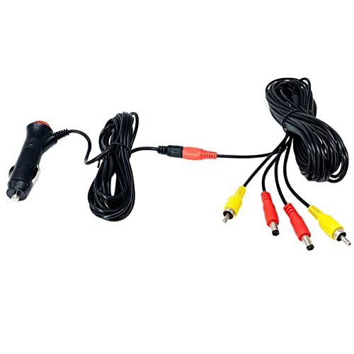 Universal 12V 24V Car Cigarette Lighter 7M Video Wire Cable + 3M Rca Video Power Cable Adapter Plug With Switch Power Cord For Rearview Camera Connect Car Monitor Power Wire Adapter Plug Easy Install #TOP7