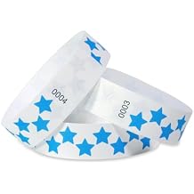 500 Pcs Stars Paper Wrist bands for Events Waterproof Wristbands Lightweight Festival Identification Bracelets Neon Adhesive Event Arm bands for PartyBlue
