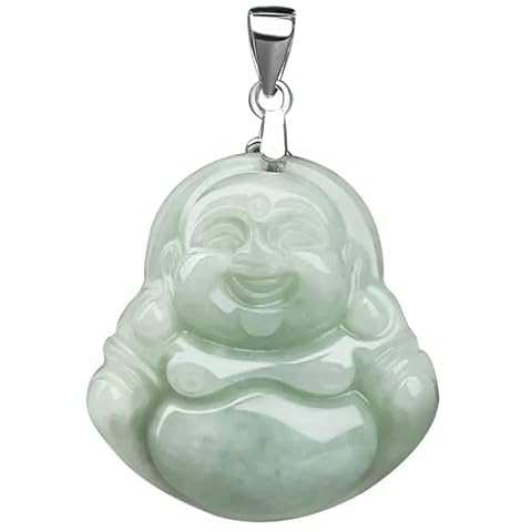 Naturalny Feng Shui Zielony Jadeitowy Naszyjnik Wisiorek dla Kobiet Prawdziwy Joga Jadeitowy Budda Uśmiechnięty Budda S925 Srebrny Naszyjnik