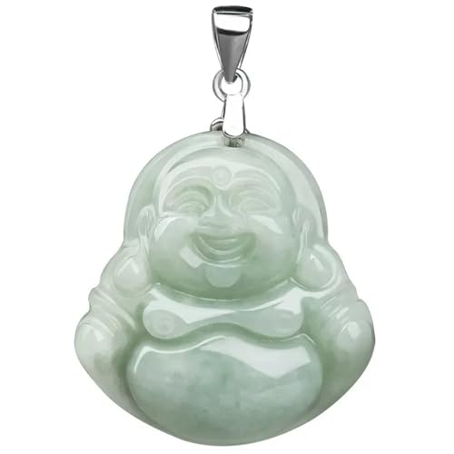 Naturalny Feng Shui Zielony Jadeitowy Naszyjnik Wisiorek dla Kobiet Prawdziwy Joga Jadeitowy Budda Uśmiechnięty Budda S925 Srebrny Naszyjnik