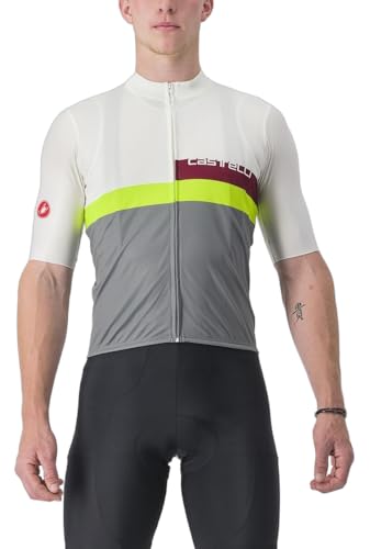 CASTELLI 4522017-365 A BLOCCO Jersey Men's T-Shirt Ivory/Bordeaux-Electric Lime-Sedona Sage XL