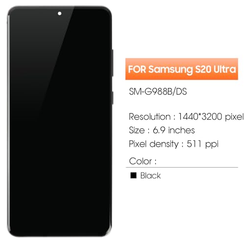 OLED for Samsung Galaxy S20 Ultra Screen Replacement for Samsung S20 Ultra 5G LCD Display SM-G988B SM-G988U LCD Digitizer Assembly Grey with Frame+Installation Video (Support Fingerprin)