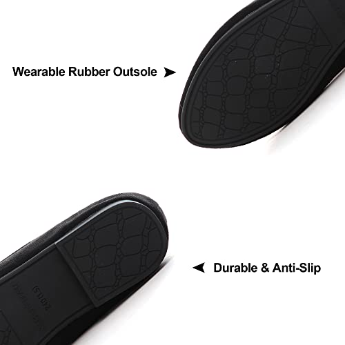 Jiangwei Shu Women's Pointed Toe Ballet Flats Solid Slip On Walking Shoes, Black Us 7.5 #TOP3