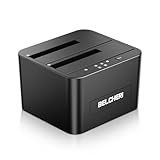 【Pratica clonazione offline: non richiede un computer】 La nostra docking station a doppio alloggiamento supporta una semplice clonazione offline: basta inserire due dischi rigidi negli alloggiamenti corrispondenti e tenere premuto il pulsante 