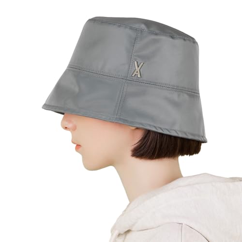 [VARZAR] Stud Drop Over Fit Poly Bucket Hat Gray