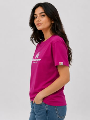 Image of Main Character in Every Room Graphic Print T-Shirt, Hot Pink, Round Neck, Short Sleeve Cotton T-Shirt for Women