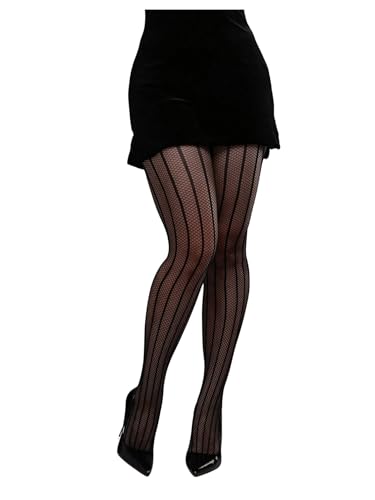 Women's Gothic Punk Striped Tights Hollow Out Sheer Fishnet Stockings Leggings